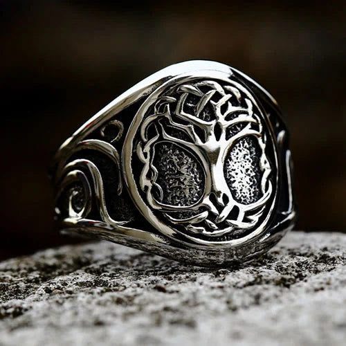 WorldNorse Vintage Yggdrasil Tree Of Life Stainless Steel Ring - UK Size Z（US 13) - image 0