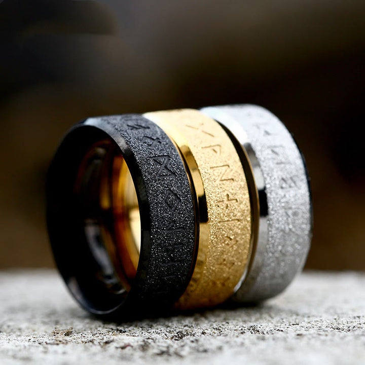 WorldNorse Viking Rune Frosted Face Tricolor Ring - image 5