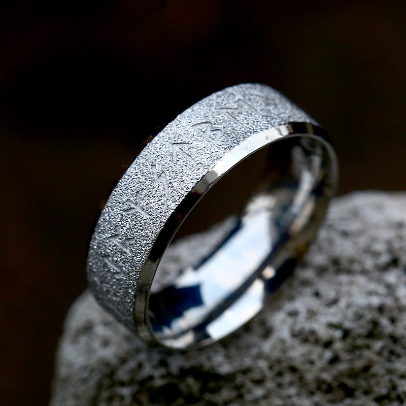 WorldNorse Viking Rune Frosted Face Tricolor Ring - Silver - UK Size Z（US 13) - image 2