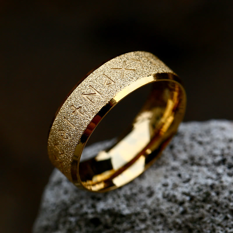 WorldNorse Viking Rune Frosted Face Tricolor Ring - Gold - UK Size Z（US 13) - image 1
