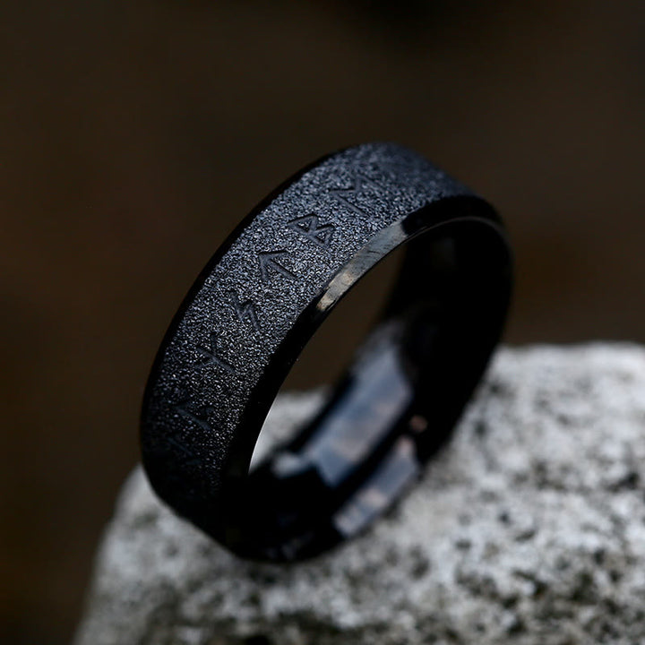 WorldNorse Viking Rune Frosted Face Tricolor Ring - Black - UK Size Z（US 13) - image 3