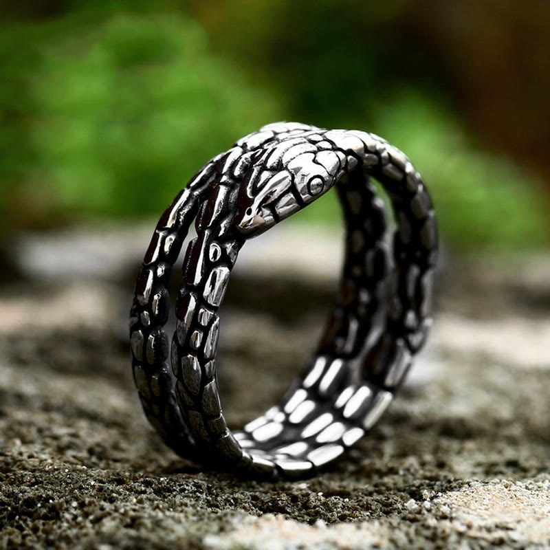 WorldNorse Vintage Python Snake Shaped Ring - UK Size Y (US 12) - image 0