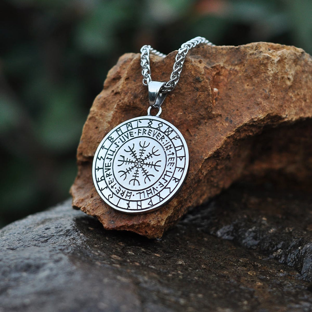 WorldNorse Viking Rune Triple Horn of Odin Dragon Necklace