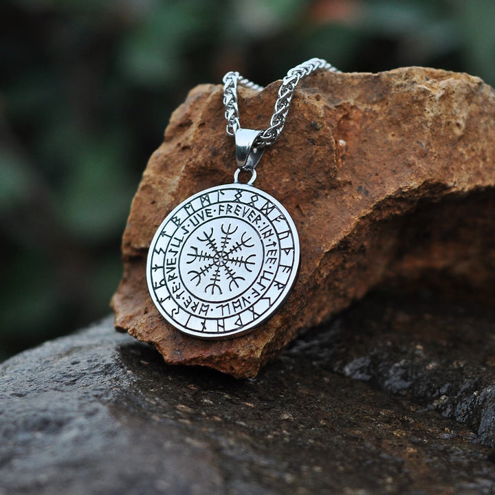 WorldNorse Viking Rune Triple Horn of Odin Dragon Necklace