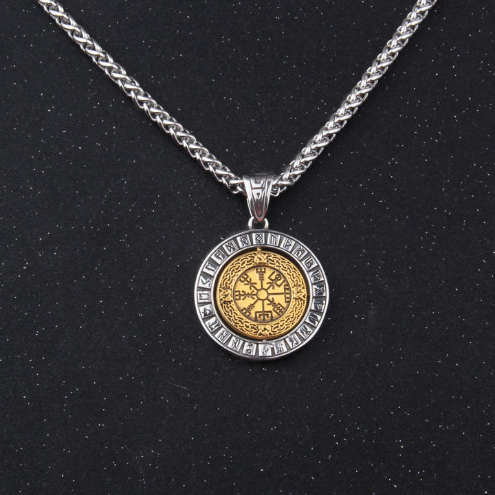 WorldNorse Viking Vegvisir Compass Rotating Pendant Necklace