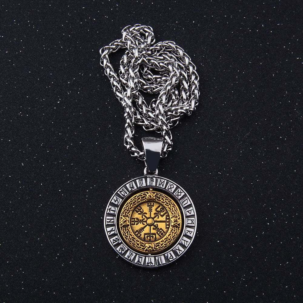 WorldNorse Viking Vegvisir Compass Rotating Pendant Necklace