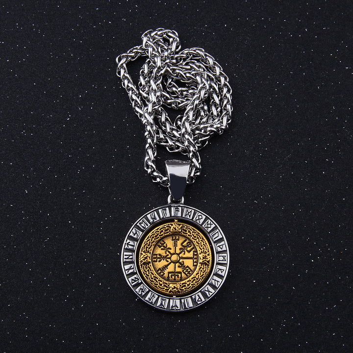WorldNorse Viking Vegvisir Compass Rotating Pendant Necklace