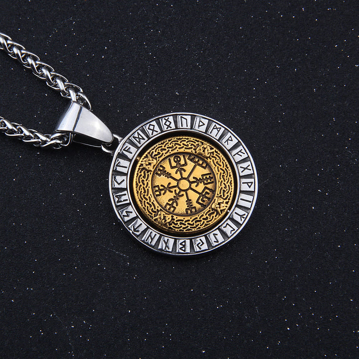 WorldNorse Viking Vegvisir Compass Rotating Pendant Necklace