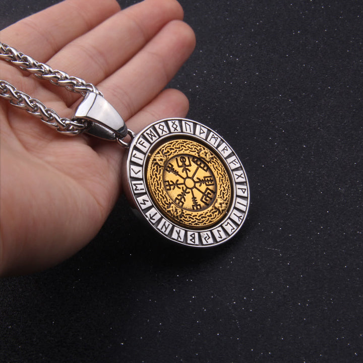 WorldNorse Viking Vegvisir Compass Rotating Pendant Necklace