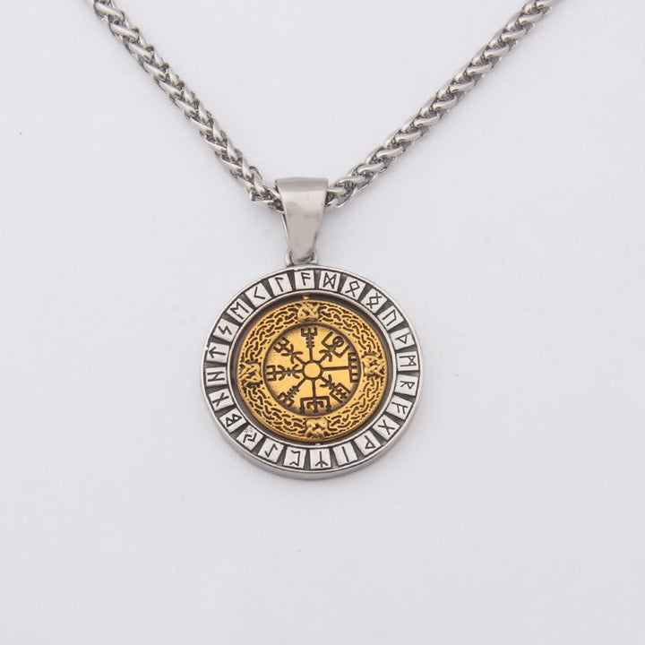WorldNorse Viking Vegvisir Compass Rotating Pendant Necklace