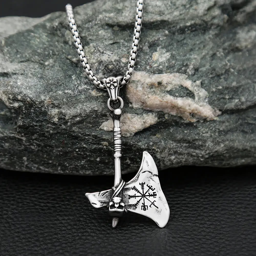 WorldNorse Viking Axe Vegvisir Amulet Self-defense Necklace - Necklace - image 0