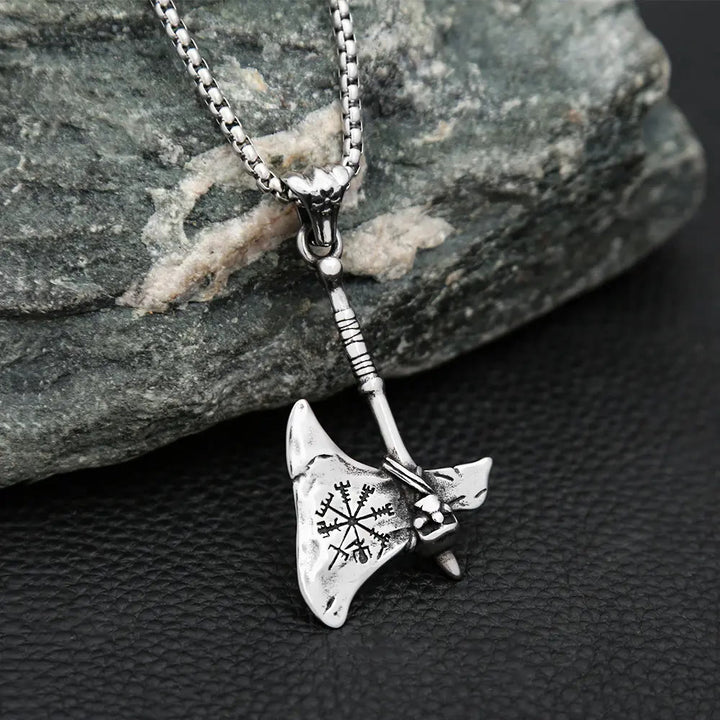 WorldNorse Viking Axe Vegvisir Amulet Self-defense Necklace - image 1