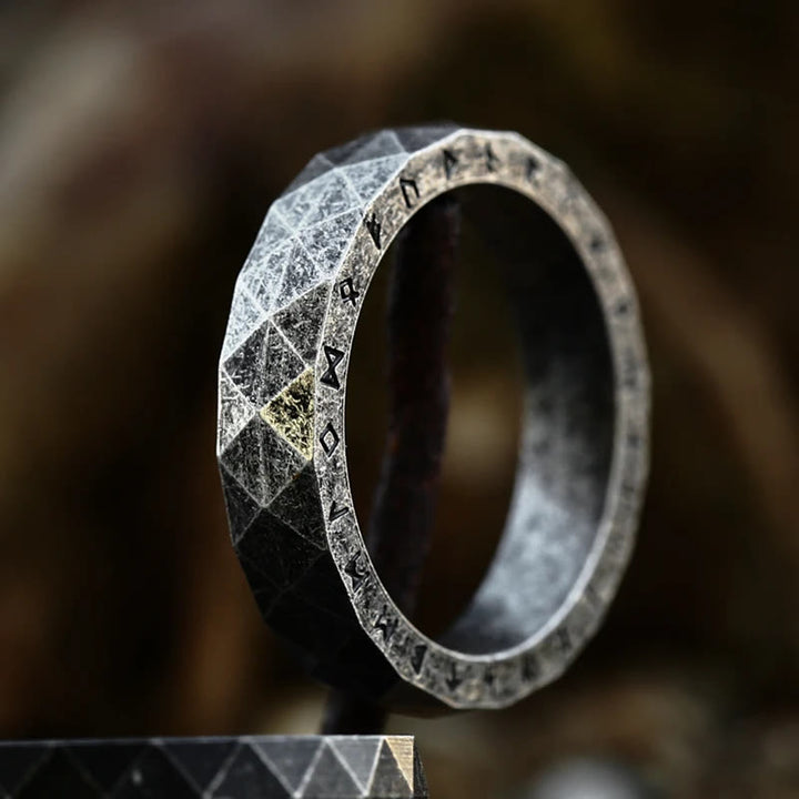 WorldNorse Viking Rune Vintage Diamond Shape Ring - Retro Silver - UK Size Z（US 13) - image 1