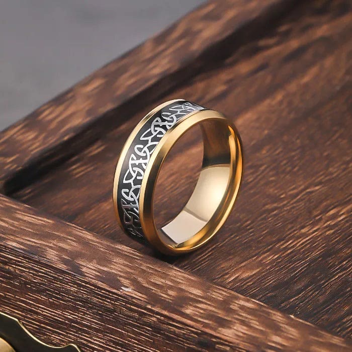 WorldNorse Norse Celtic Knot Trinity Pattern Ring - Gold - UK Size Z（US 13) - image 5