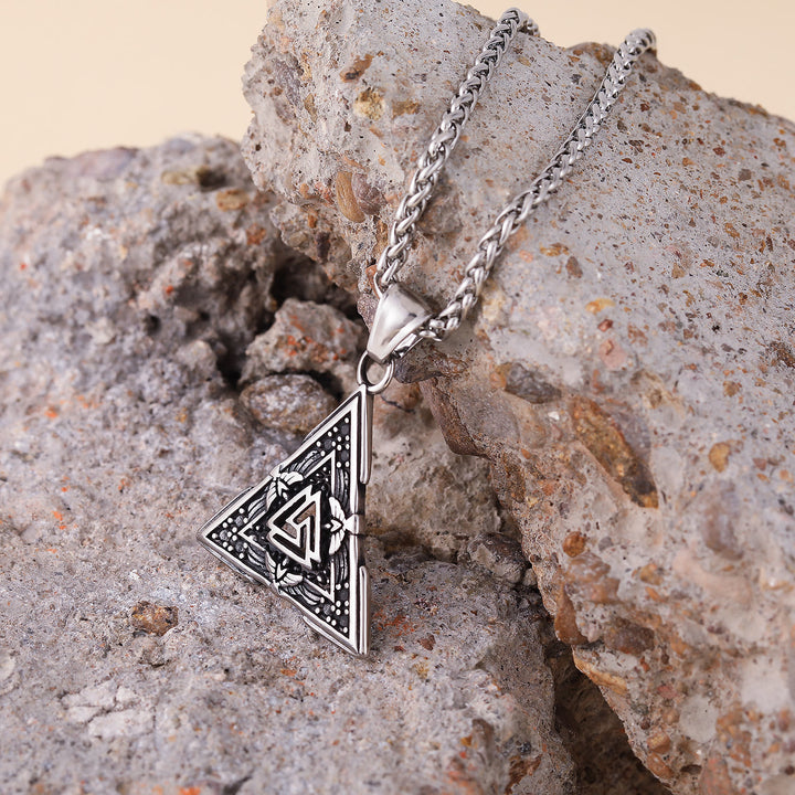 WorldNorse Viking Triangle Valknut Hrungnir's Heart Necklace