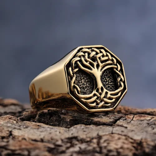 WorldNorse Classic Tree Of Life Stainless Steel Viking Ring - Gold - UK Size Z+2（US 15) - image 4