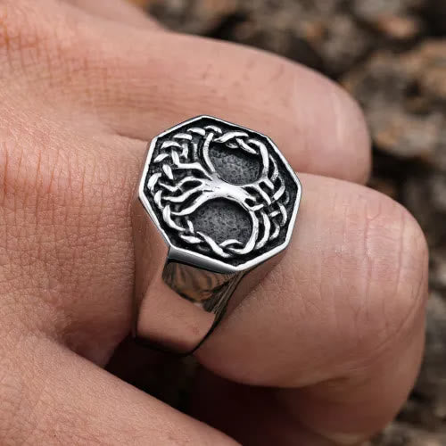 WorldNorse Classic Tree Of Life Stainless Steel Viking Ring - image 1