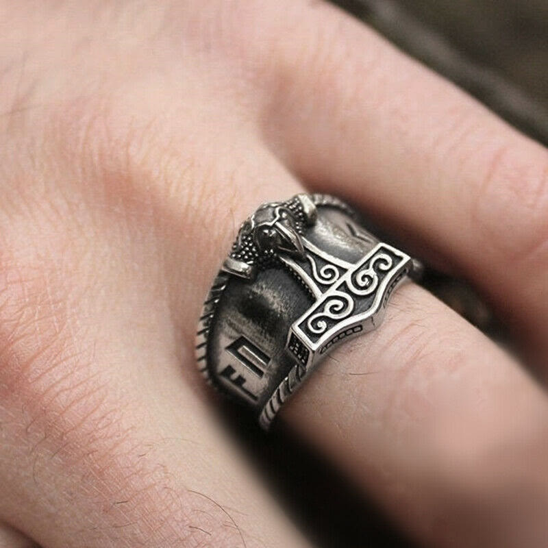 WorldNorse Classic Thor's Hammer Rune Viking Ring - image 3