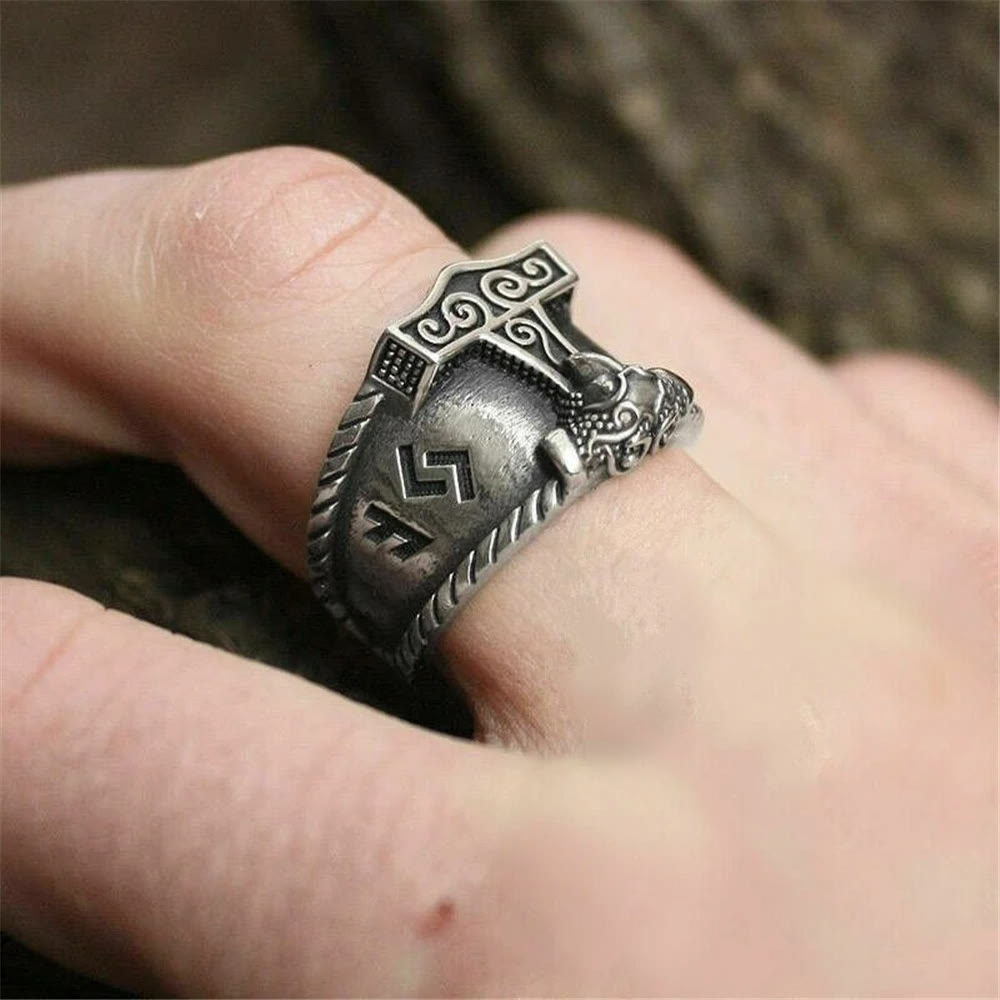 WorldNorse Classic Thor's Hammer Rune Viking Ring - image 2