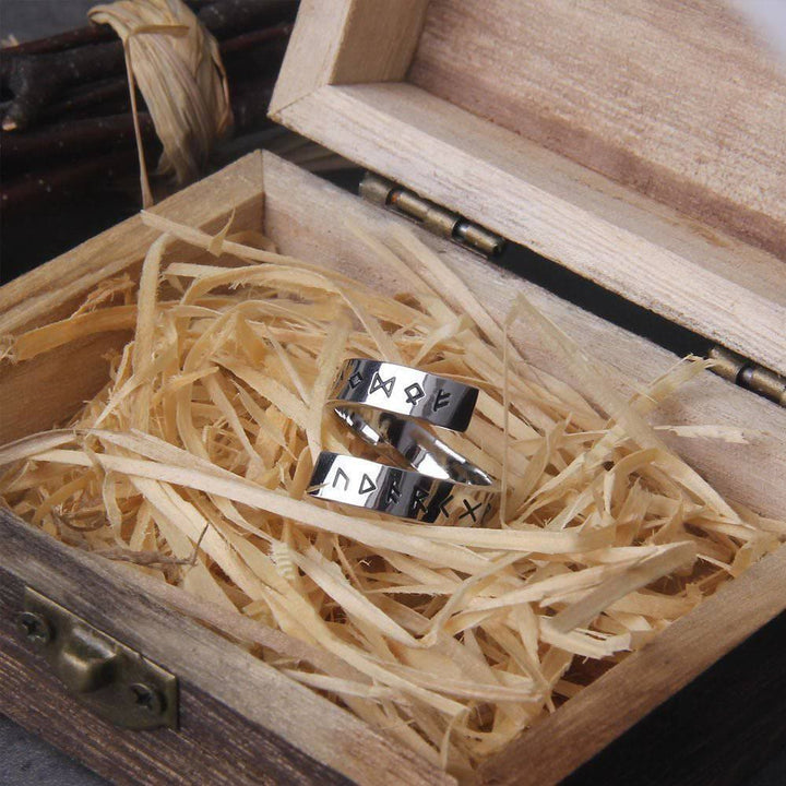 WorldNorse Threaded Runes Stainless Steel Ring