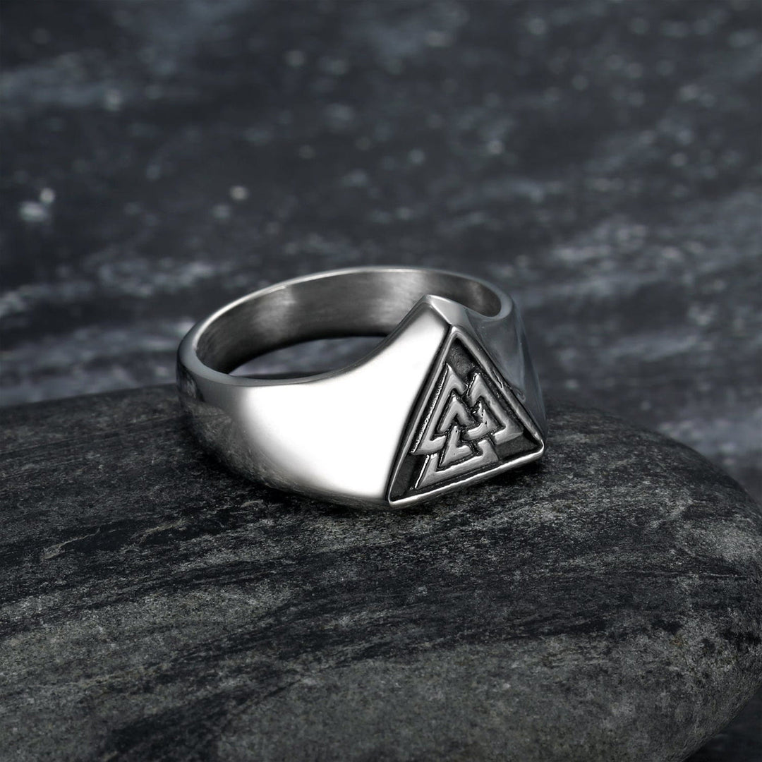 WorldNorse Triangle Viking Myth Valknut Signet Ring - UK Size Z+1（US 14) - image 0