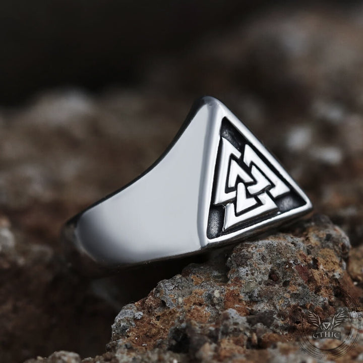 WorldNorse Triangle Viking Myth Valknut Signet Ring - image 7