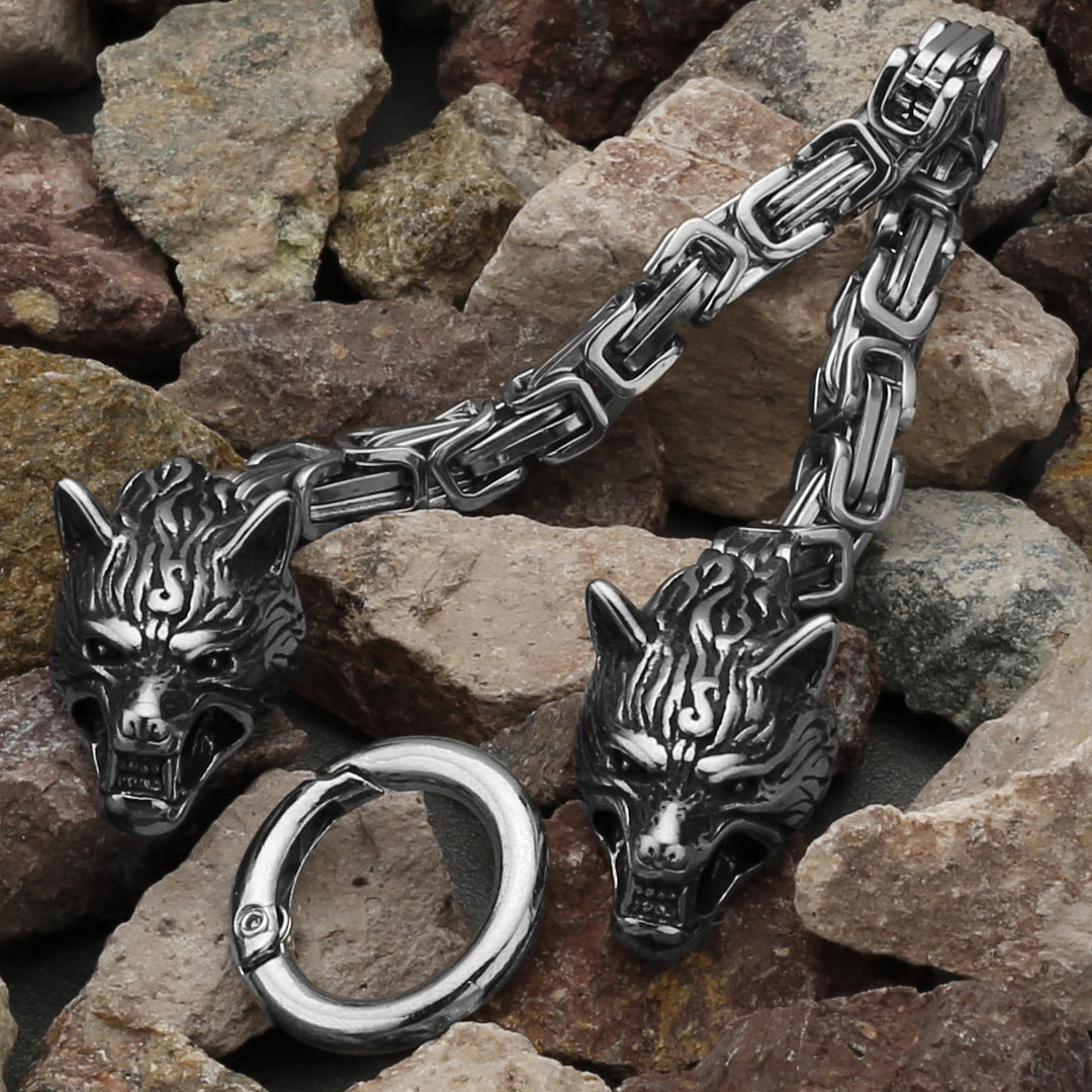 WorldNorse Vintage Viking Mjolnir With Wolves Necklace & Bracelet