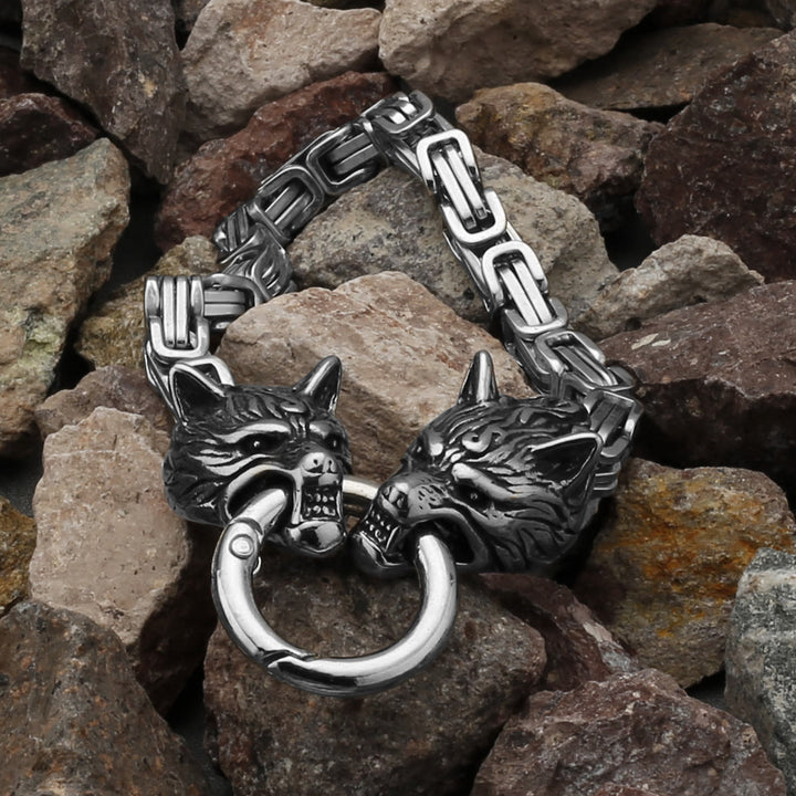 WorldNorse Vintage Viking Mjolnir With Wolves Necklace & Bracelet