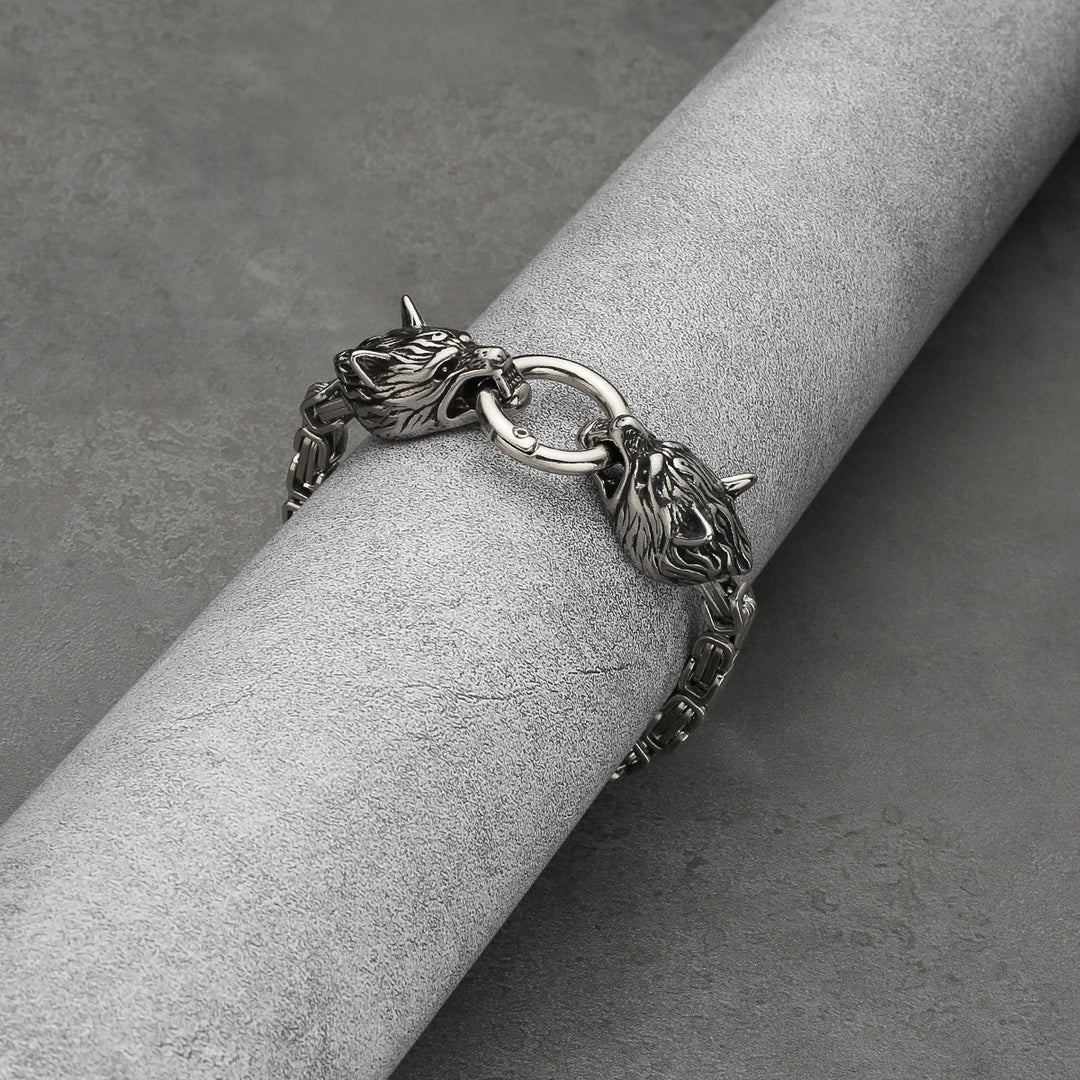 WorldNorse Vintage Viking Mjolnir With Wolves Necklace & Bracelet