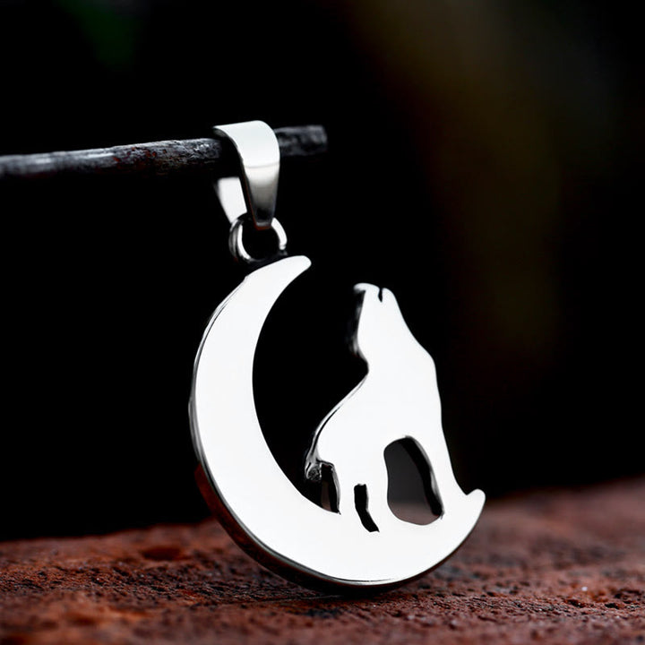 WorldNorse Viking Wolf With Crescent Moon Pendant Necklace - image 2