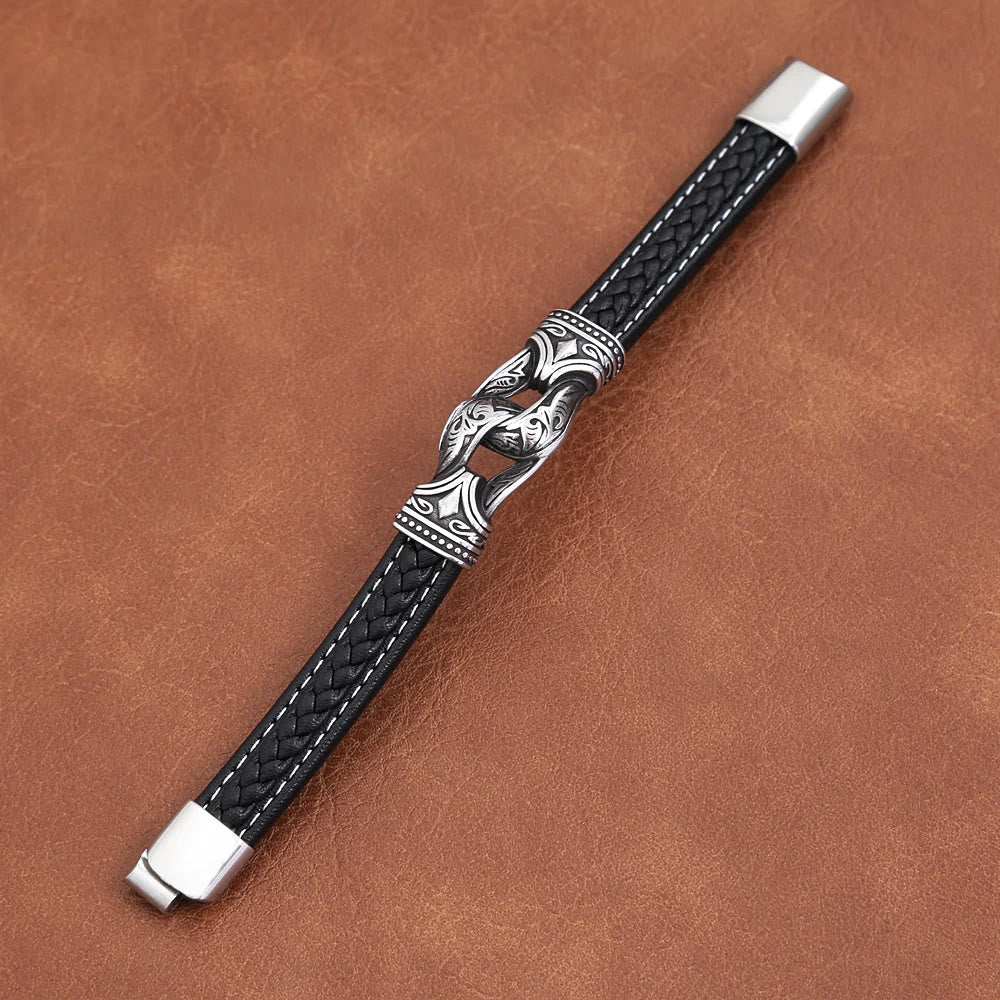 WorldNorse Norse Mythology Viking Symbol Style Leather Bracelet