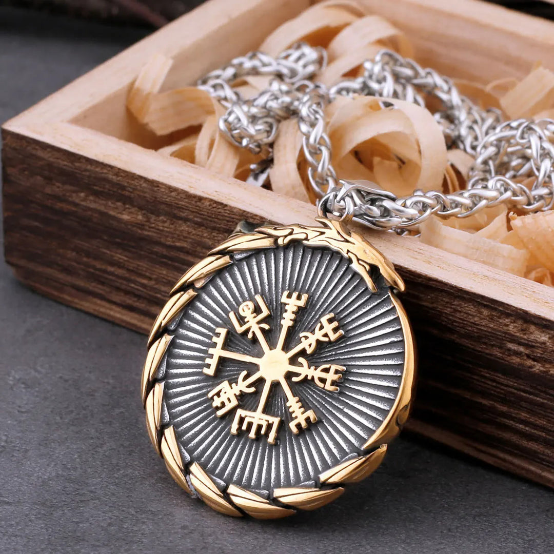 WorldNorse Double Side Valknut Triangle Vegvisir Compass Necklace - image 5