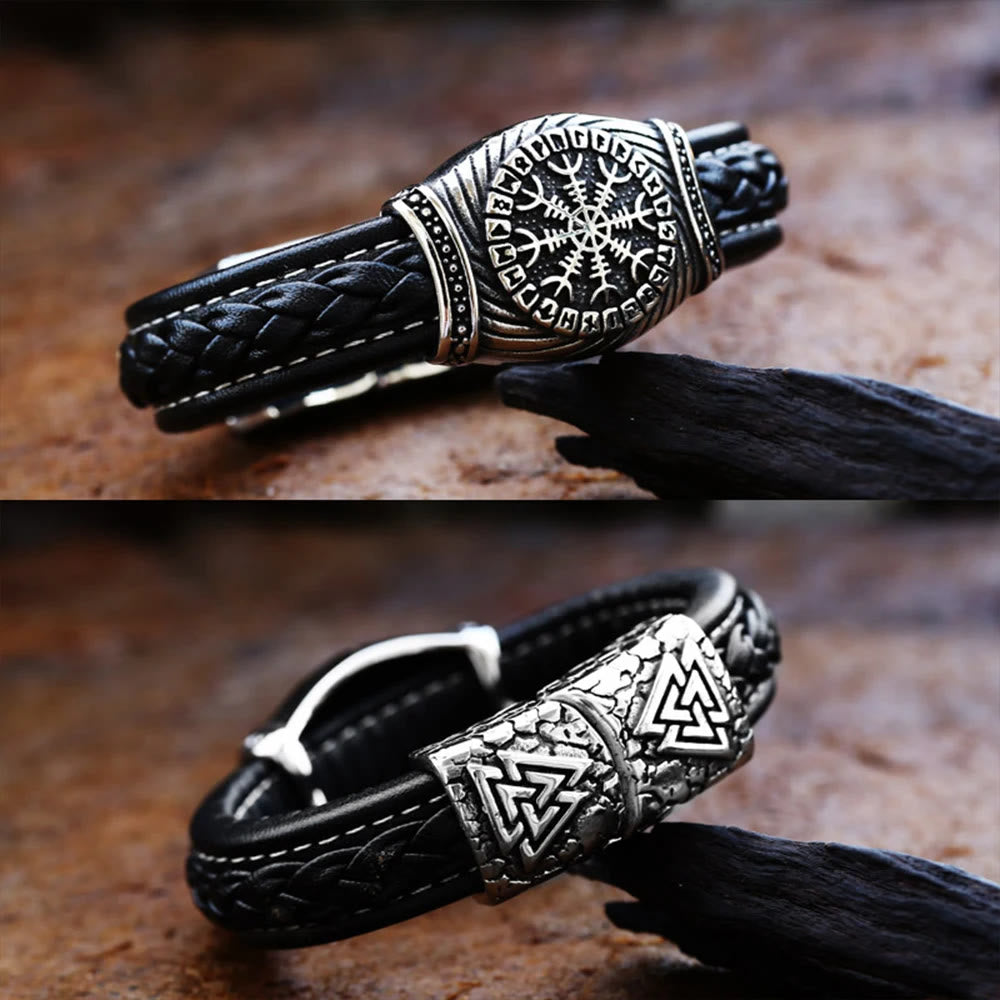 WorldNorse Viking Vegvisir Compass Bangle Valknut Bracelet
