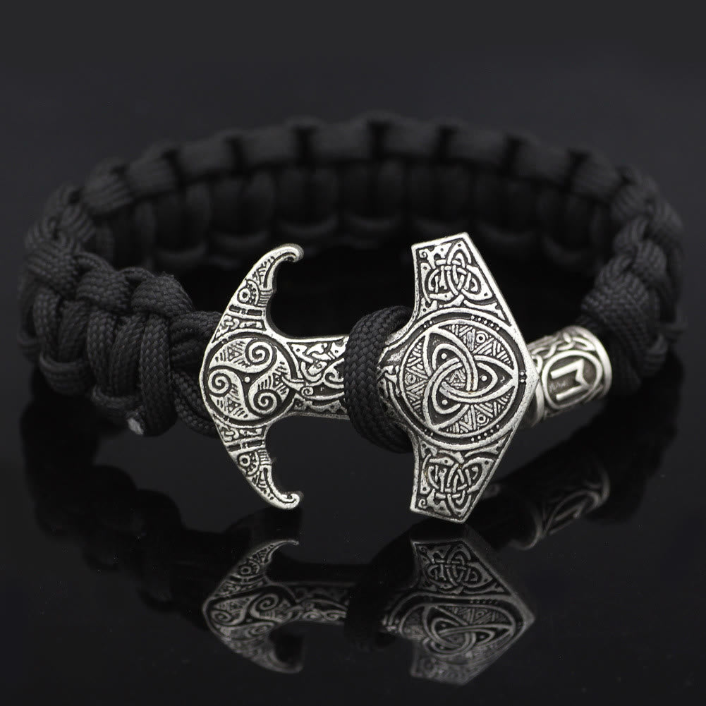 WorldNorse Odin Rune Bead Thor Hammer Mjolnir Bracelet - Silver - Style# M - image 27