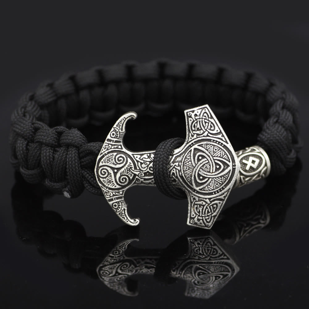 WorldNorse Odin Rune Bead Thor Hammer Mjolnir Bracelet - Silver - Style# U - image 32