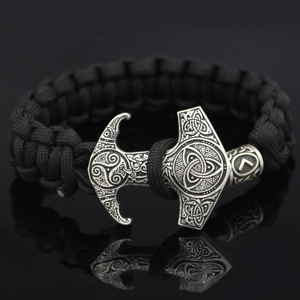 WorldNorse Odin Rune Bead Thor Hammer Mjolnir Bracelet - Silver - Style# C - image 33