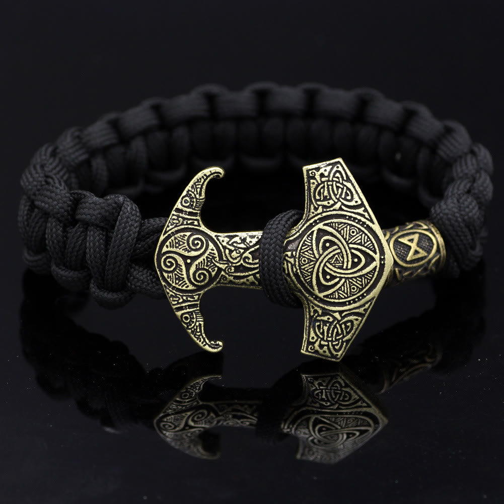 WorldNorse Odin Rune Bead Thor Hammer Mjolnir Bracelet - Bronze - Style# S - image 8