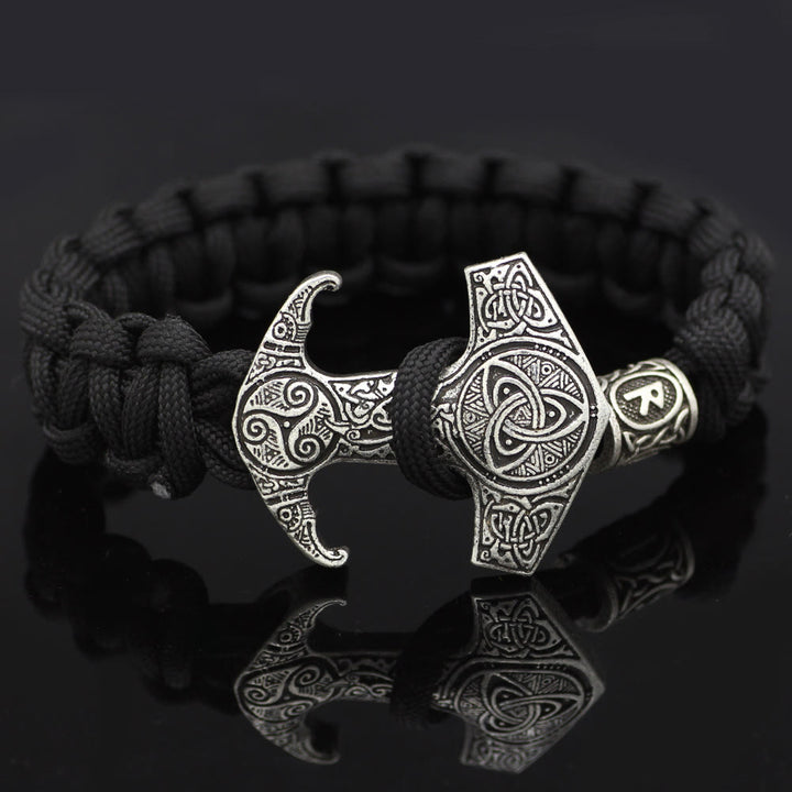 WorldNorse Odin Rune Bead Thor Hammer Mjolnir Bracelet - Silver - Style# R - image 20