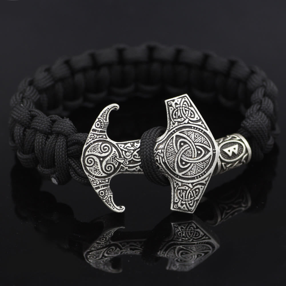 WorldNorse Odin Rune Bead Thor Hammer Mjolnir Bracelet - Silver - Style# B - image 31