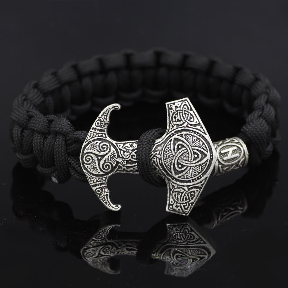 WorldNorse Odin Rune Bead Thor Hammer Mjolnir Bracelet - Silver - Style# H - image 28
