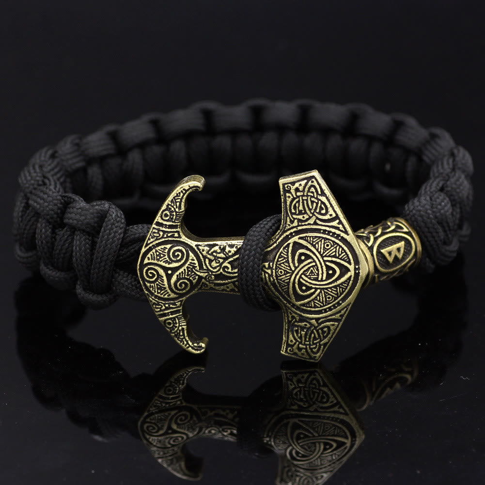 WorldNorse Odin Rune Bead Thor Hammer Mjolnir Bracelet - Bronze - Style# B - image 14