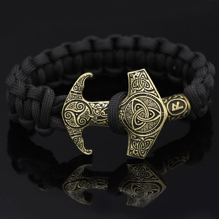 WorldNorse Odin Rune Bead Thor Hammer Mjolnir Bracelet - Bronze - Style# R - image 4