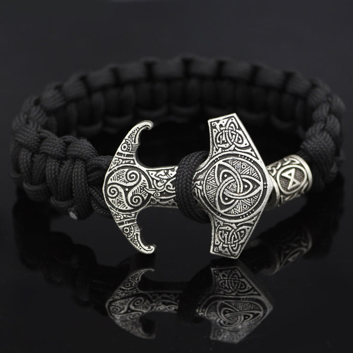 WorldNorse Odin Rune Bead Thor Hammer Mjolnir Bracelet - Silver - Style# S - image 26