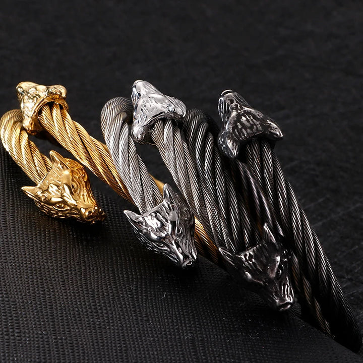 WorldNorse Wolf Head Twisted Open Bracelet - image 13