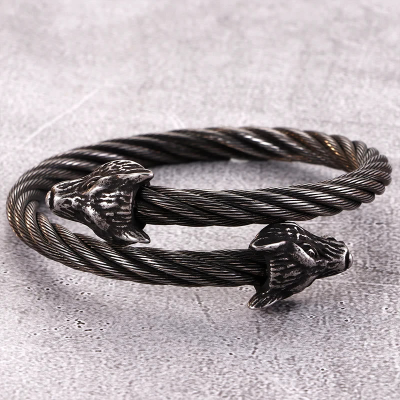 WorldNorse Wolf Head Twisted Open Bracelet - image 9