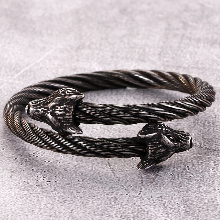 WorldNorse Wolf Head Twisted Open Bracelet - image 9