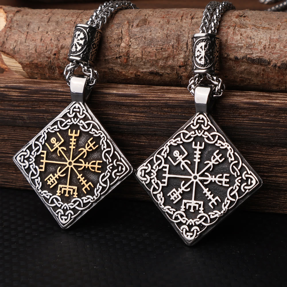WorldNorse Celtic Knot Surround Vegvisir Geometric Necklace - image 0