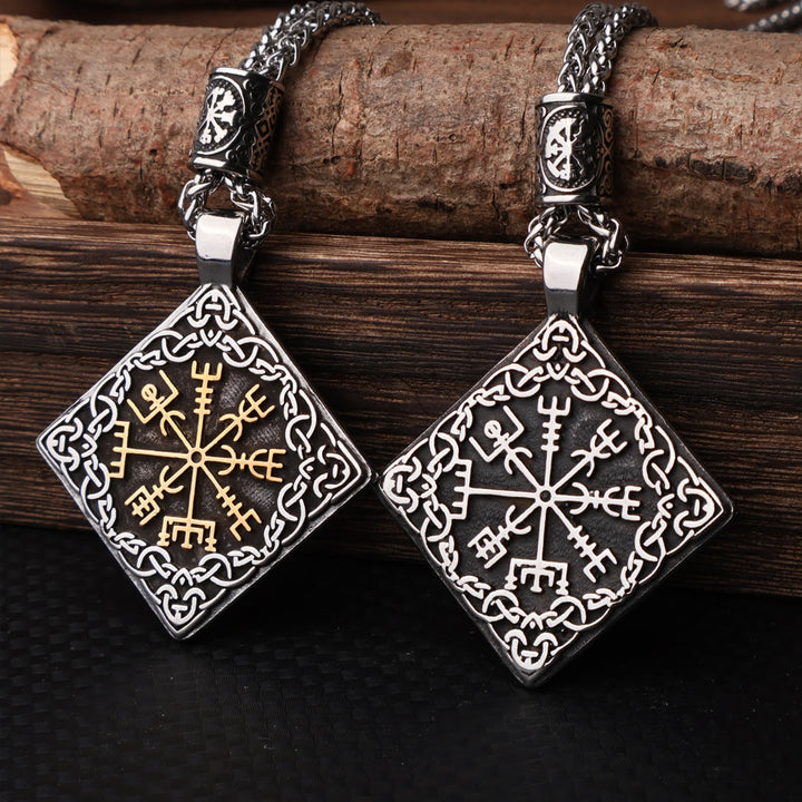 WorldNorse Celtic Knot Surround Vegvisir Geometric Necklace - image 0