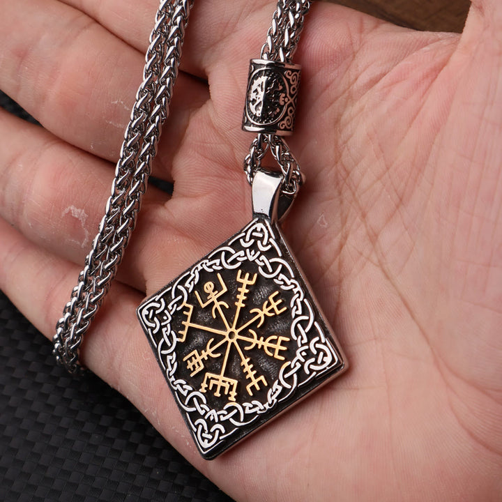 WorldNorse Celtic Knot Surround Vegvisir Geometric Necklace - image 4
