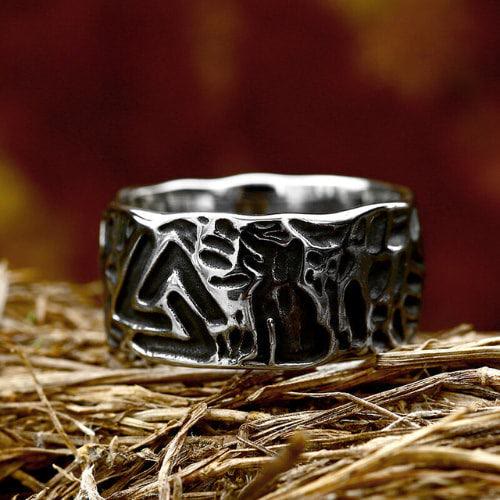 WorldNorse Vintage Unique Odin Valknut Domineering Ring - image 2